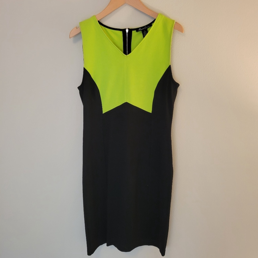 KENNETH COLE NEW YORK Green & Black Bodycon Dress | Size 6